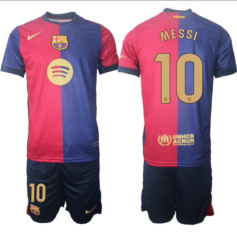 Men 2024-2025 Club Barcelona home Red blue #10 Soccer Jerseys->barcelona jersey->Soccer Club Jersey